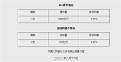 央行缩量续作MLF，利率维持2.95%不变，对